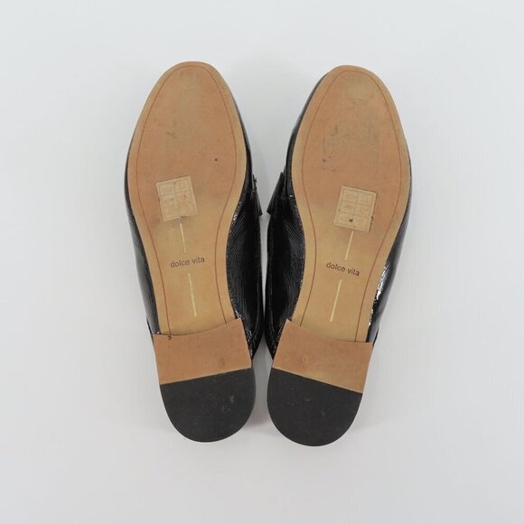 Dolce Vita Womens 8.5 Shiny Black Leather Upper Slip On Slide Loafer Flats - Picture 8 of 11